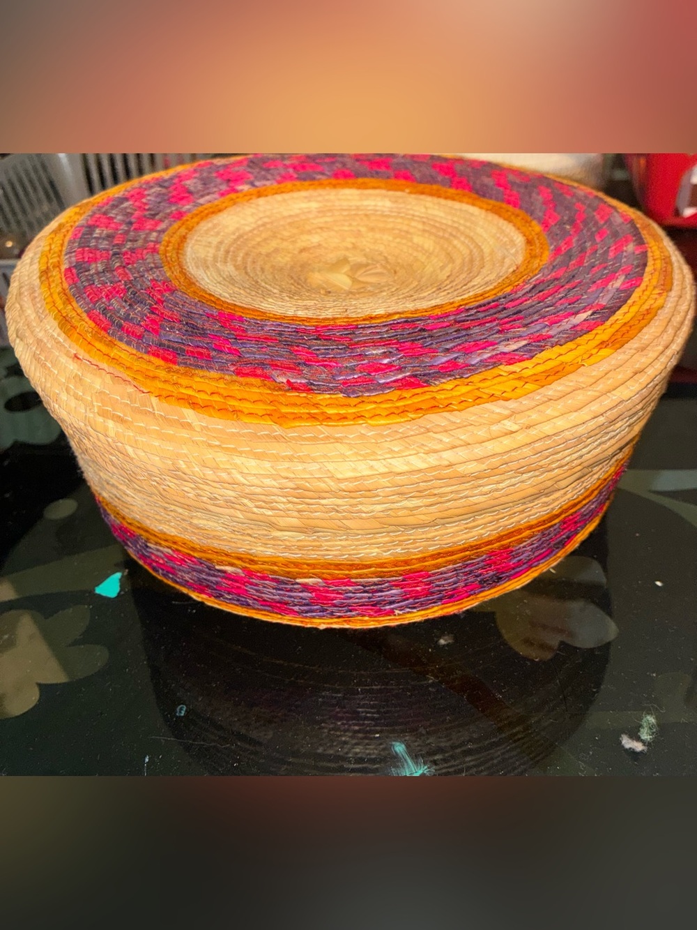Handwoven Straw Basket with Lid